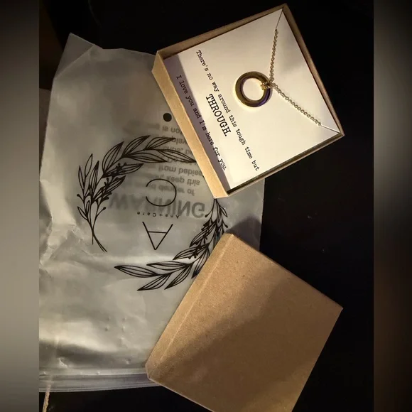 “No way around but through” gold necklace of encouragement and empowerment - Picture 2 of 2